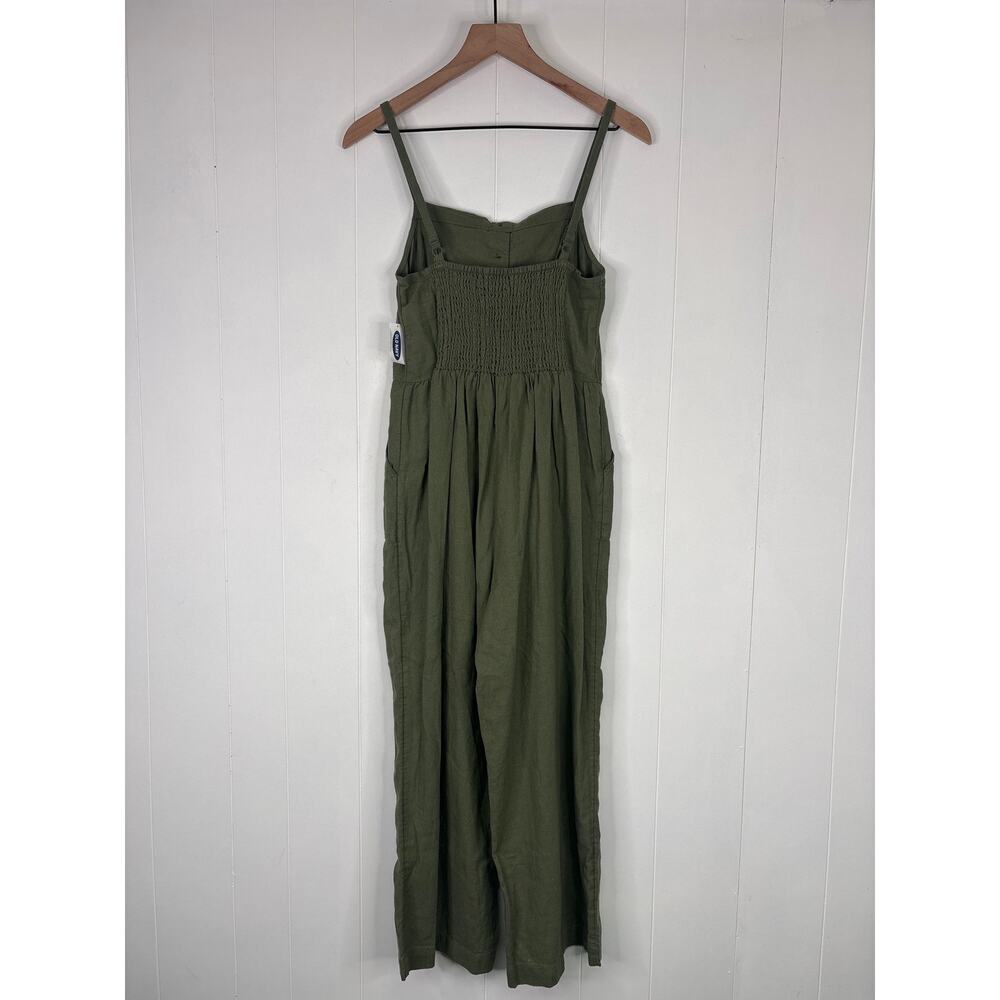 Old Navy Olive Green Linen-Blend Wide-Leg Jumpsuit - Picture 9 of 10